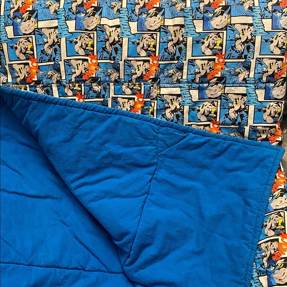 Handmade Blue DC Comic Book/ Batman Patterned Blanket - Picture 7 of 16